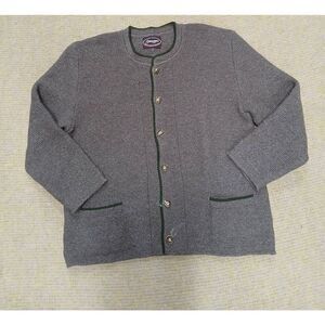 Grasegger womens large THICK FISHERMAN wool mocha brown button front sweater